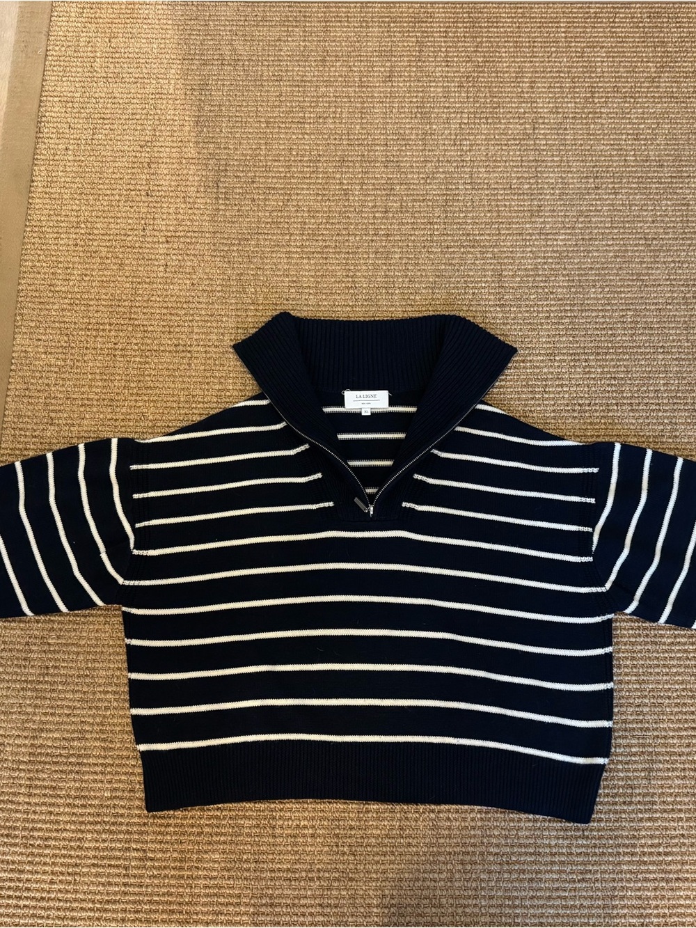 La Ligne Navy and White Striped Knit Sweater